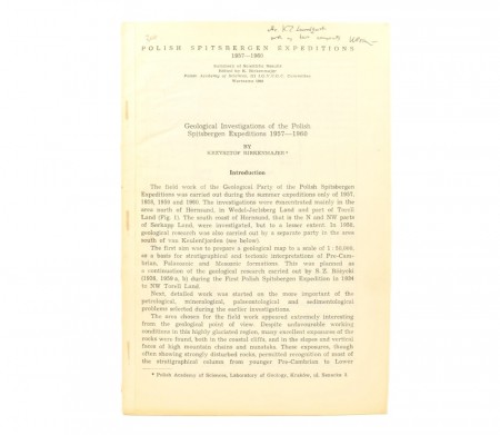 Krzysztof Birkenmajer: Polish Spitsbergen Expeditions 1957-1960.  