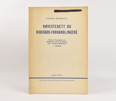 Thomas Bonnevie:  Høyesterett og riksråds-forhanlingene.  