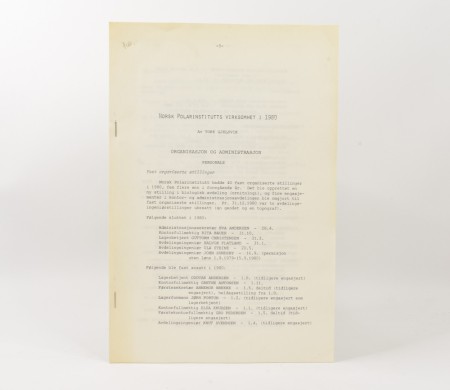 Tore Gjelsvik: Norsk Polarinstitutts virksomhet i 1980.