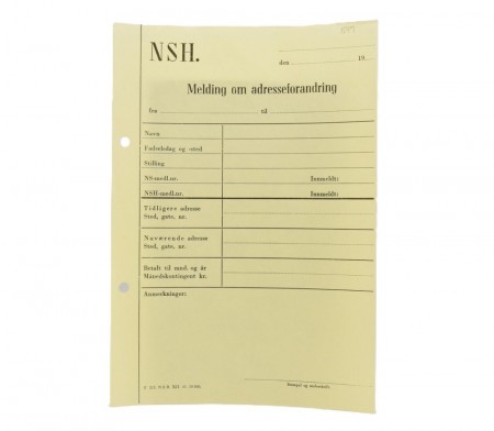 NSH. Melding om adresseforandring.