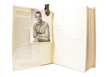 Thor Heyerdahl:  American Indians in the Pacific. Signert - foto
