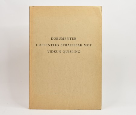 Dokumenter i offentlig straffesak mot Vidkun Quisling.