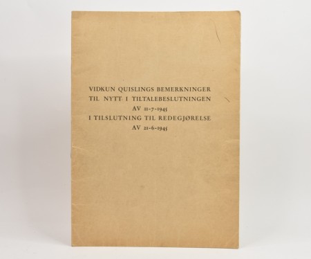 Vidkun Quislings bemerkninger til nytt i...