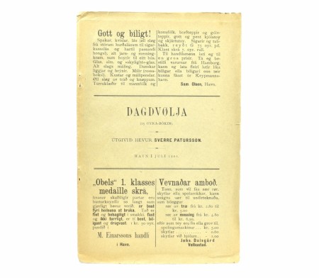Sverre Patursson:  Dagdvølja.  1901