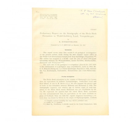 K. Birkenmajer: Preliminary Report on the Stratigraphy of...