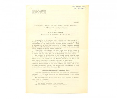 K. Birkenmajer:  Preliminary Report on the Raised Marine...
