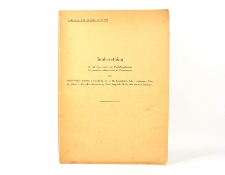 (O. H. Langeland)  Innberetning til Det Kgl. Justis- og Politidepartement fra...