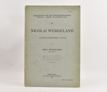 Arne Bergsgaard: Nicolai Wergeland.