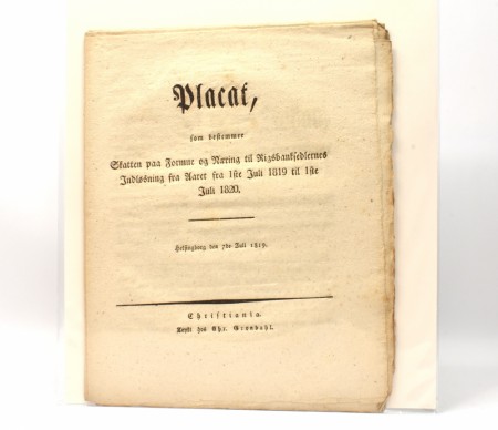 Placat, som bestemmer Skatten paa Formue og... 1819