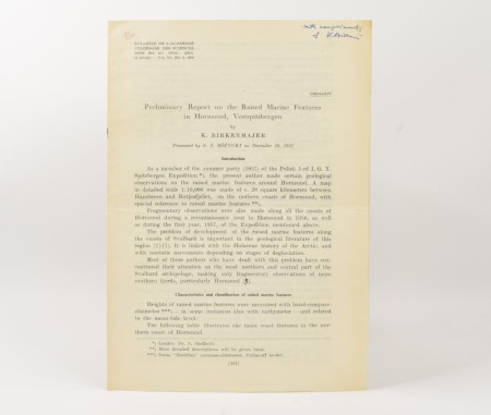 K. Birkenmajer:  Preliminary Report on the Raised Marine...