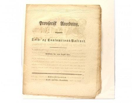 Provisorisk Anordning, angaaende Told- og... 1821