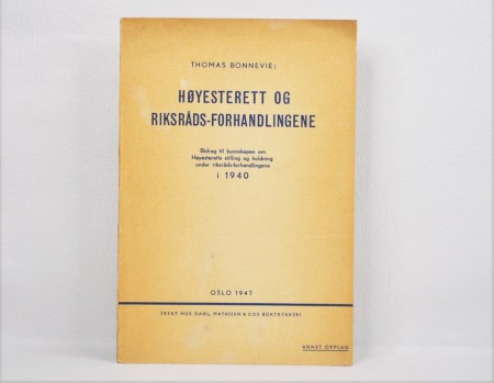 Thomas Bonnevie: Høyesterett og riksråds-forhandlingene.