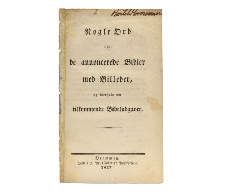 [H. Jespersen]  Nogle Ord om de annoncerede Bibler med... [1837]